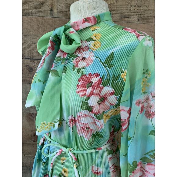 Vintage 1970’s Boho Hippie Green Floral 2 Piece Tunic Top Skirt Set Size M - Picture 10 of 10